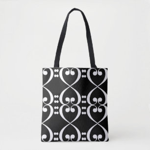 Bass Clef Heart Musical Tote Bag