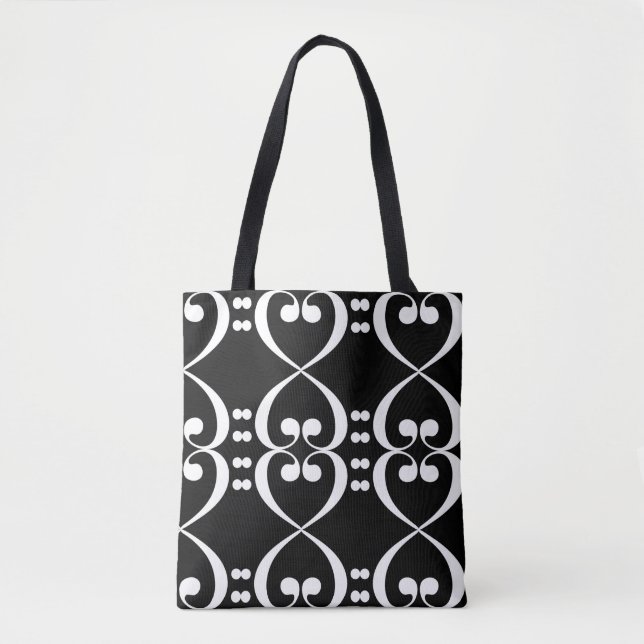 Bass Clef Heart Musical Tote Bag (Front)