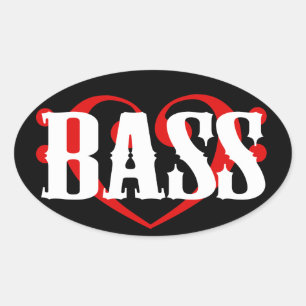 Bass Clef Heart Oval Sticker