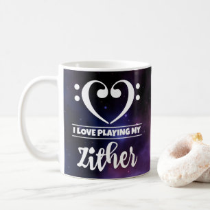 Bass Clef Heart Purple Nebula Love Zither Coffee Mug