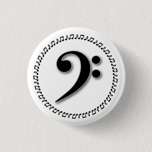 Bass Clef Music Note Design 3 Cm Round Badge