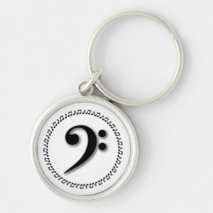 Bass Clef Music Note Design Key Ring