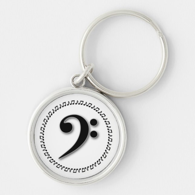 Bass Clef Music Note Design Key Ring (Front)