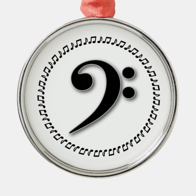Bass Clef Music Note Design Metal Tree Decoration (Front)