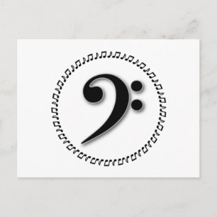 Bass Clef Music Note Design Postcard