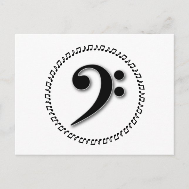 Bass Clef Music Note Design Postcard (Front)