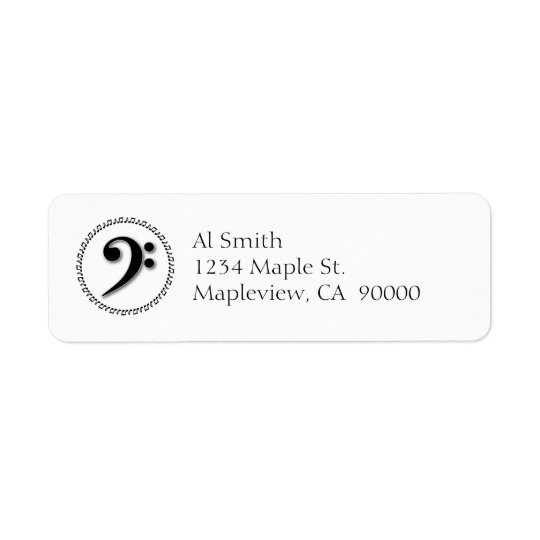 Bass Clef Music Note Design Return Address Label