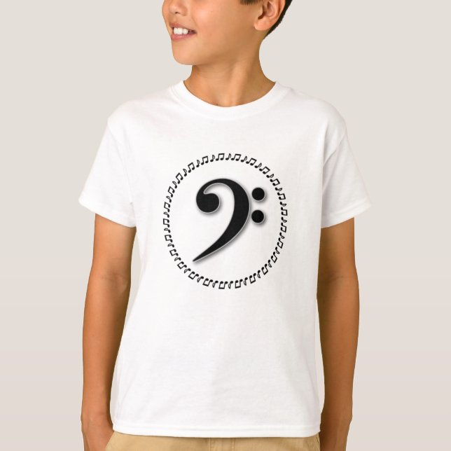 Bass Clef Music Note Design T-Shirt (Front)