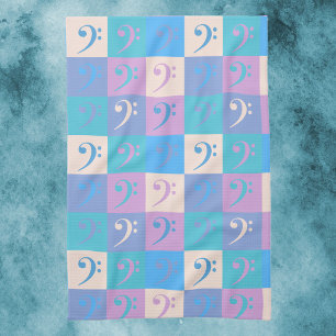 Bass Clef Music Pattern Pastel Colors Tea Towel