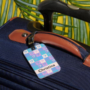 Bass Clef Music Pattern Pastel Personalize Luggage Tag