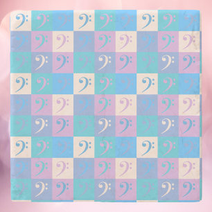 Bass Clef Music Pattern Pastel Stone Coaster