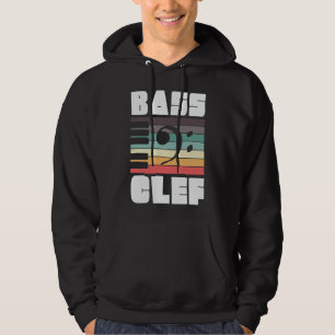 Bass Clef Music Retro Vintage Bassist Musician Hoodie
