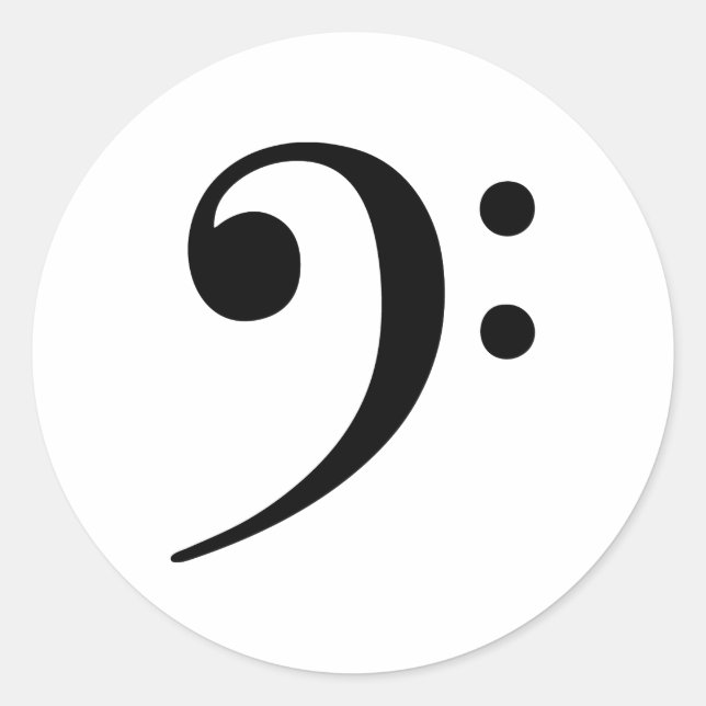 Bass Clef Music Symbol Classic Round Sticker (Front)