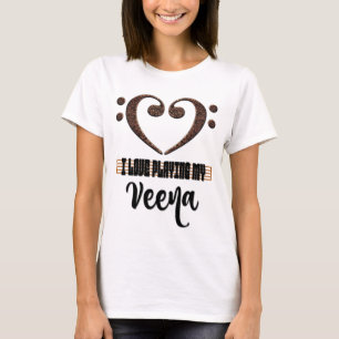 Bass Clef Musical Heart I Love Playing My Veena T-Shirt