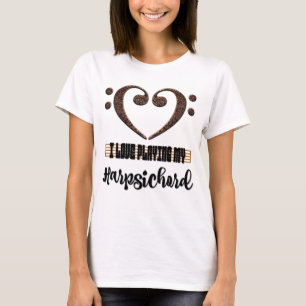Bass Clef Musical Heart Love Playing Harpsichord T-Shirt