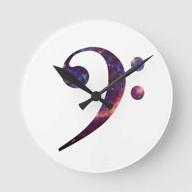 Bass clef nebula 1 round clock (Front)