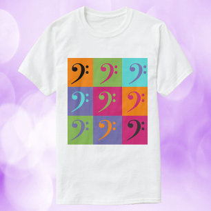 Bass Clef Pattern Orange Pink Purple T-Shirt
