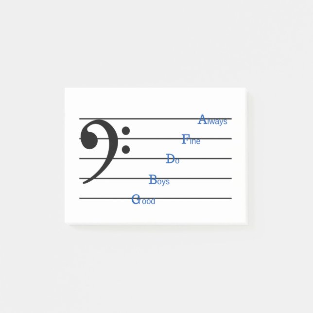 Bass Clef Post-it Notes (Line Rhymes) (Front)