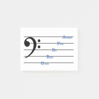 Bass Clef Post-it Notes (Line Rhymes)