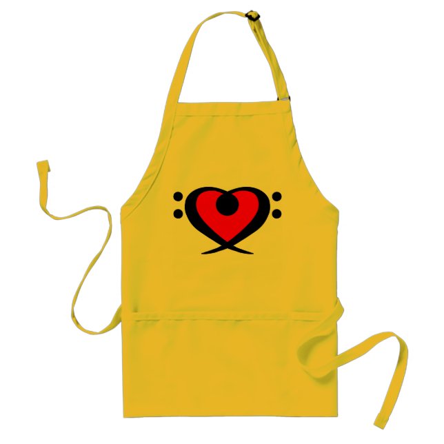 Bass Clef Red Heart Apron (Front)