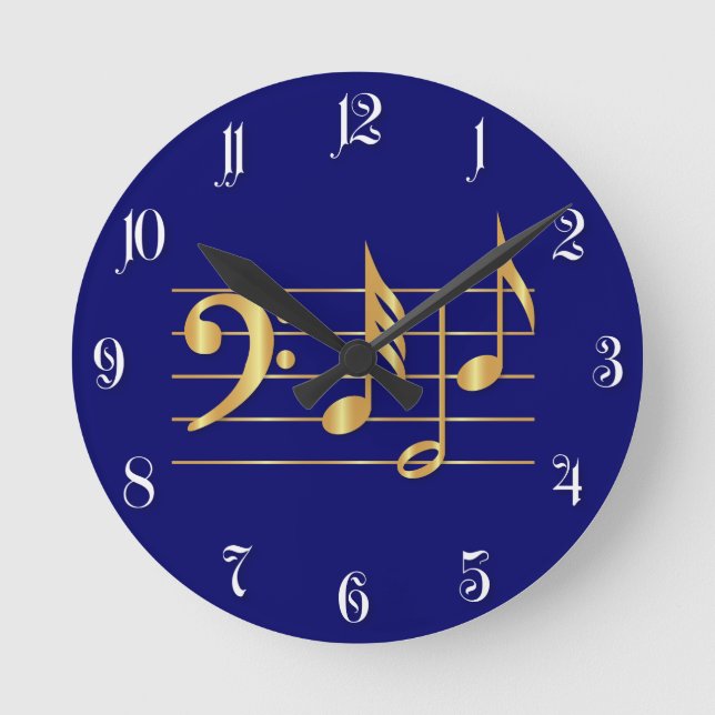 Bass clef round clock (Front)