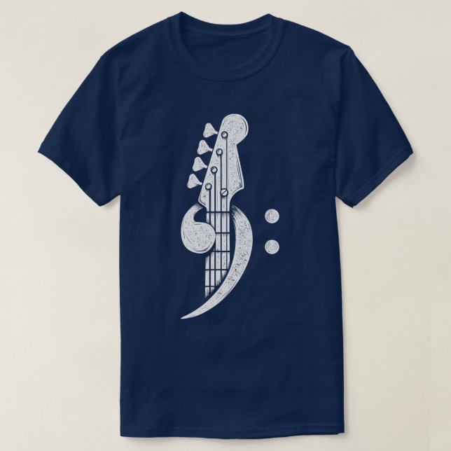 Bass Cleff  Headstock Bassist Bass Guitar Musician T-Shirt (Design Front)