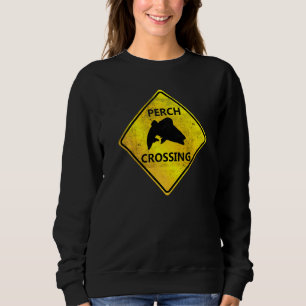 Bass Crossing Warning Sign Spin Fishing Jig Fishin Sweatshirt