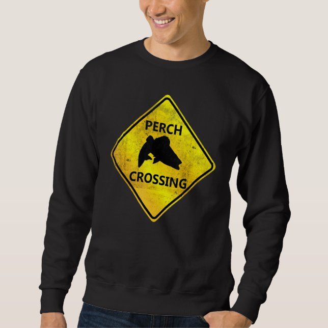 Bass Crossing Warning Sign Spin Fishing Jig Fishin Sweatshirt (Front)