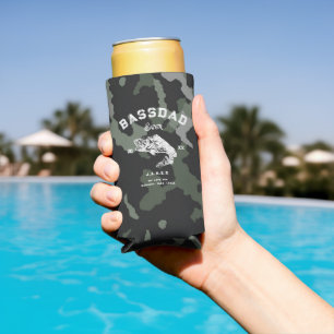 BASS DAD EVER Funny Fishing Father's Day Camouflag Seltzer Can Cooler