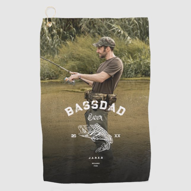 BASS DAD EVER Funny Fishing Father's Day  Golf Towel (Front)