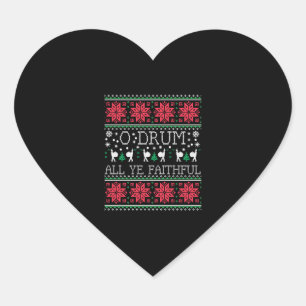 Bass Drum Drummer Christmas Ugly Sweater Gift Heart Sticker