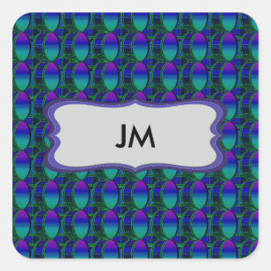 Bass Drum Shades of Blue Pattern Monogram Sticker