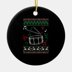 Bass Drum Ugly Christmas Sweater Ceramic Ornament