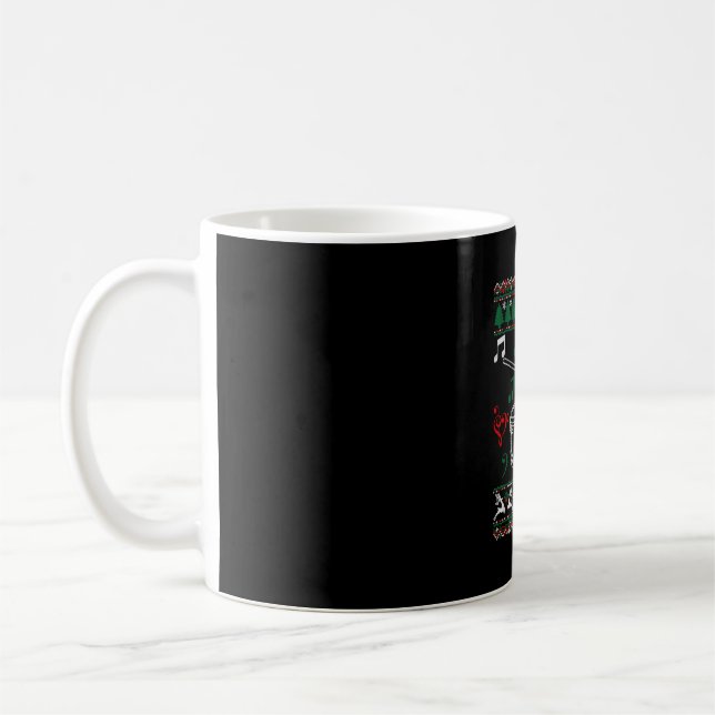 Bass Drum Ugly Christmas Sweater Coffee Mug (Left)