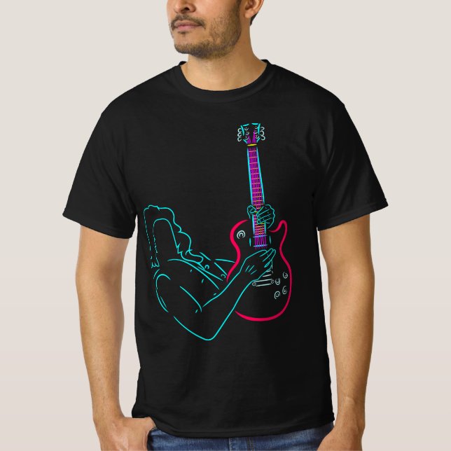 Bass Electric Guitar. Rock Band. Guitarist. Music. T-Shirt (Front)