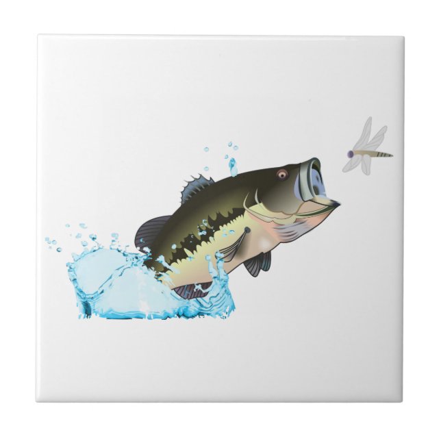 Bass Fish After Dragonfly Ceramic Tile (Front)