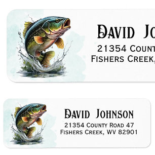 Bass Fish Fisherman Return Address Label