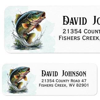 Bass Fish Fisherman Return Address Label