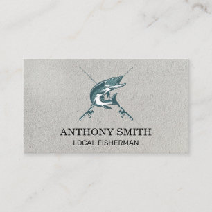 Bass Fish   Fishing Poles Icon Business Card