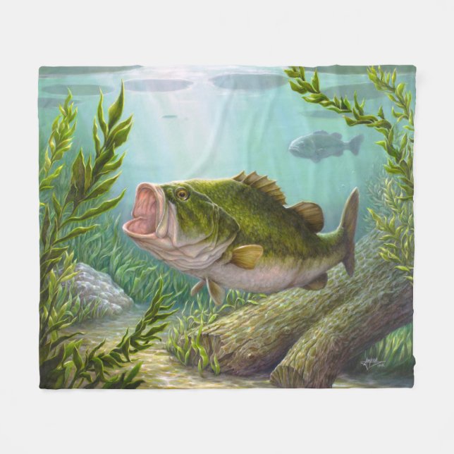 Bass Fish Fleece Blanket (Front (Horizontal))