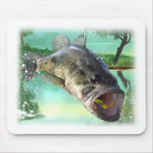 bass fish green mouse pad