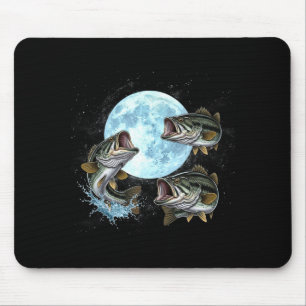 Bass fish howling to the moon vintage angler mouse pad