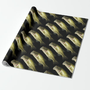 Bass Fish Men's Black Birthday Wrapping Paper