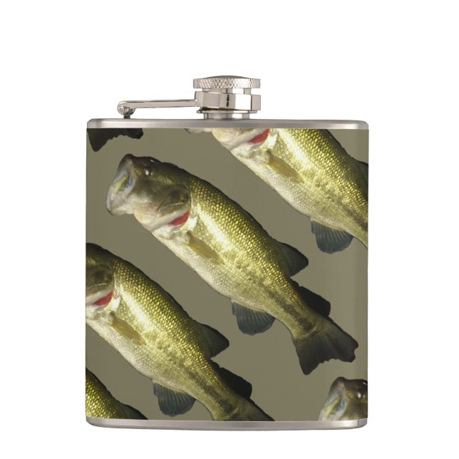 Bass Fish Modern Stylish Mens Hip Flask (Front)