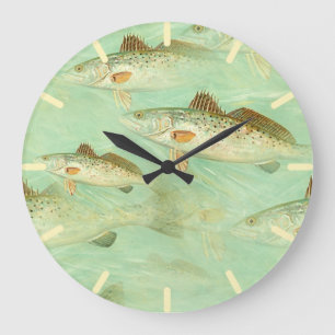 Bass Fish Pattern  Large Clock