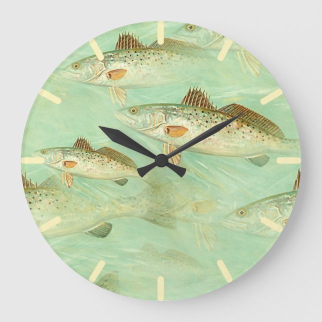 Bass Fish Pattern  Large Clock (Front)