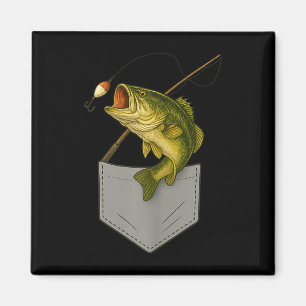 Bass fish pocket funny fishing graphic for men magnet