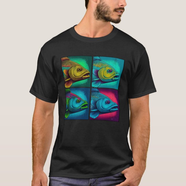 Bass Fish Pop Illustration Colorful Animal Women   T-Shirt (Front)