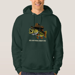 Bass Fish Reel Dads Wear Cowboy Hats Hoodie