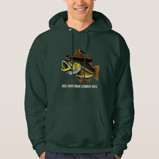 Bass Fish Reel Dads Wear Cowboy Hats Hoodie (Front)